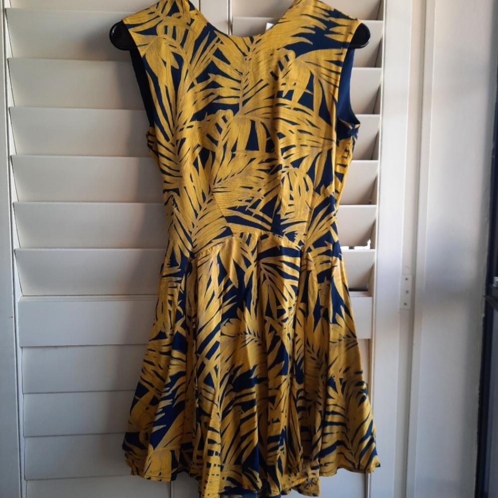 SOLD H&M Yellow and Navy mini dress, Size 4